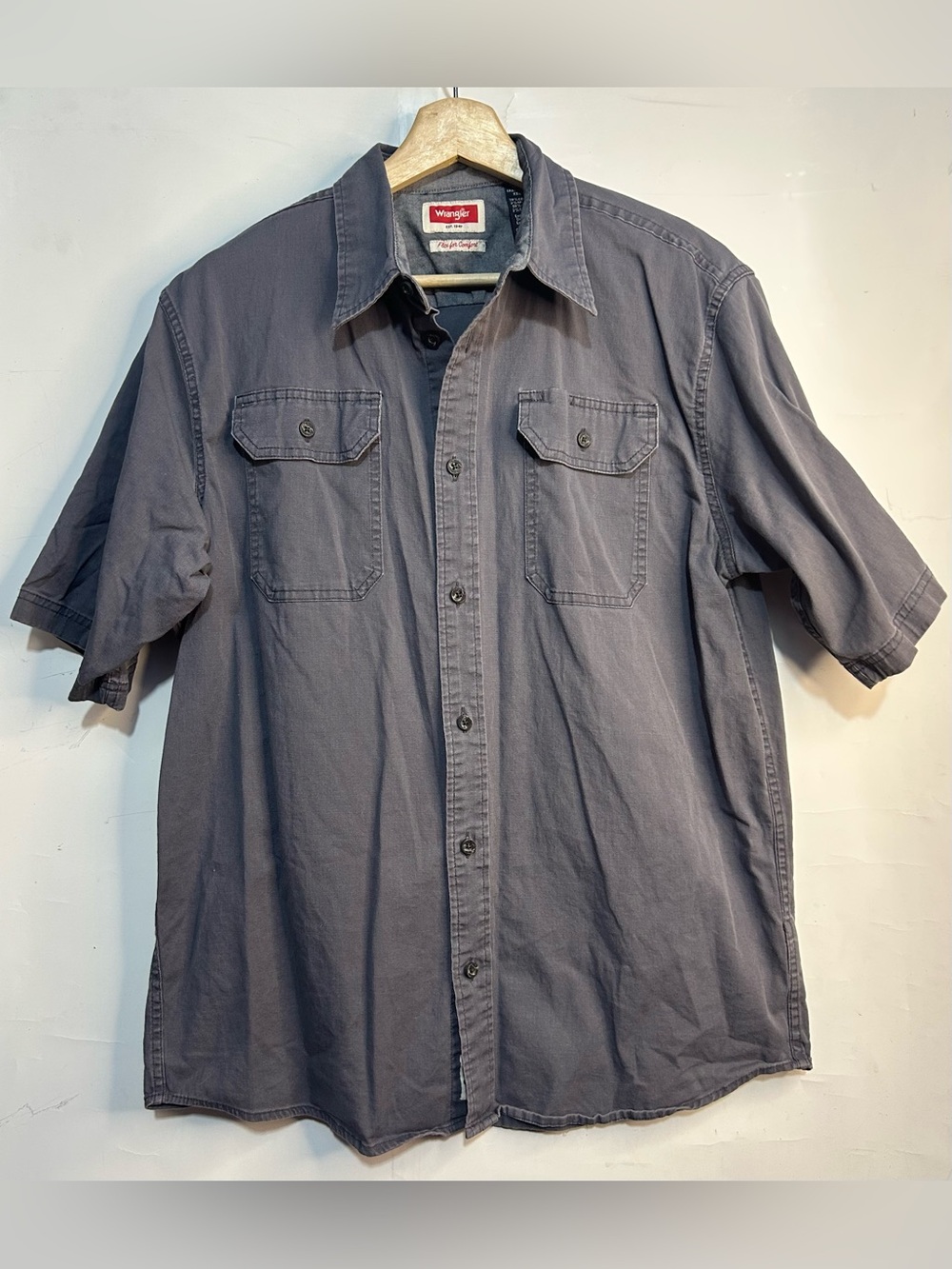 Wrangler Flex For Comfort Grey Button Front Shirt Medium